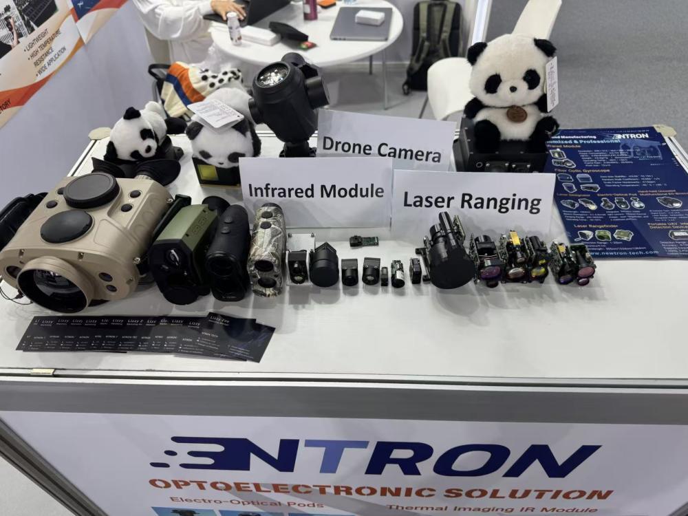 Our engineer demonstrating the Laser Target Designator at the GITEX 2025 exhibition booth.